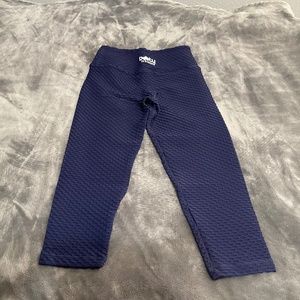 Croco Skin Cropped Leggings Midnight Blue